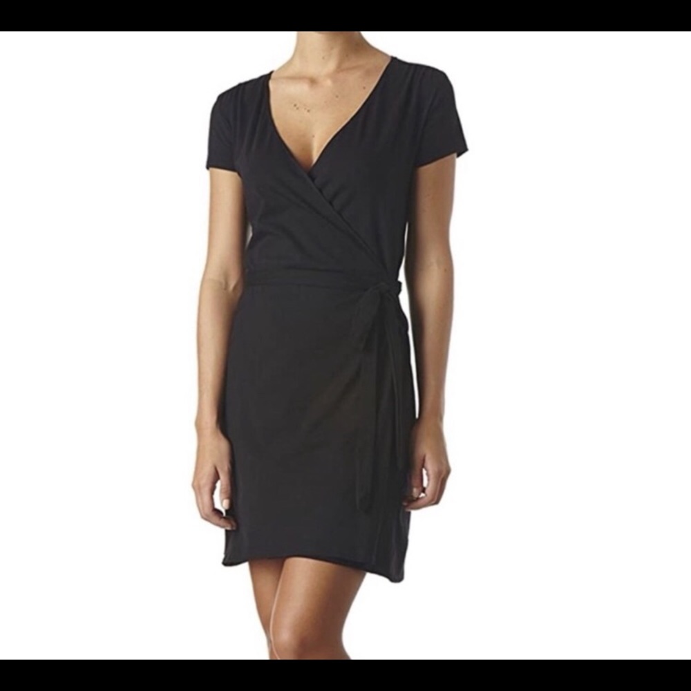 Pact organic cotton mini wrap dress